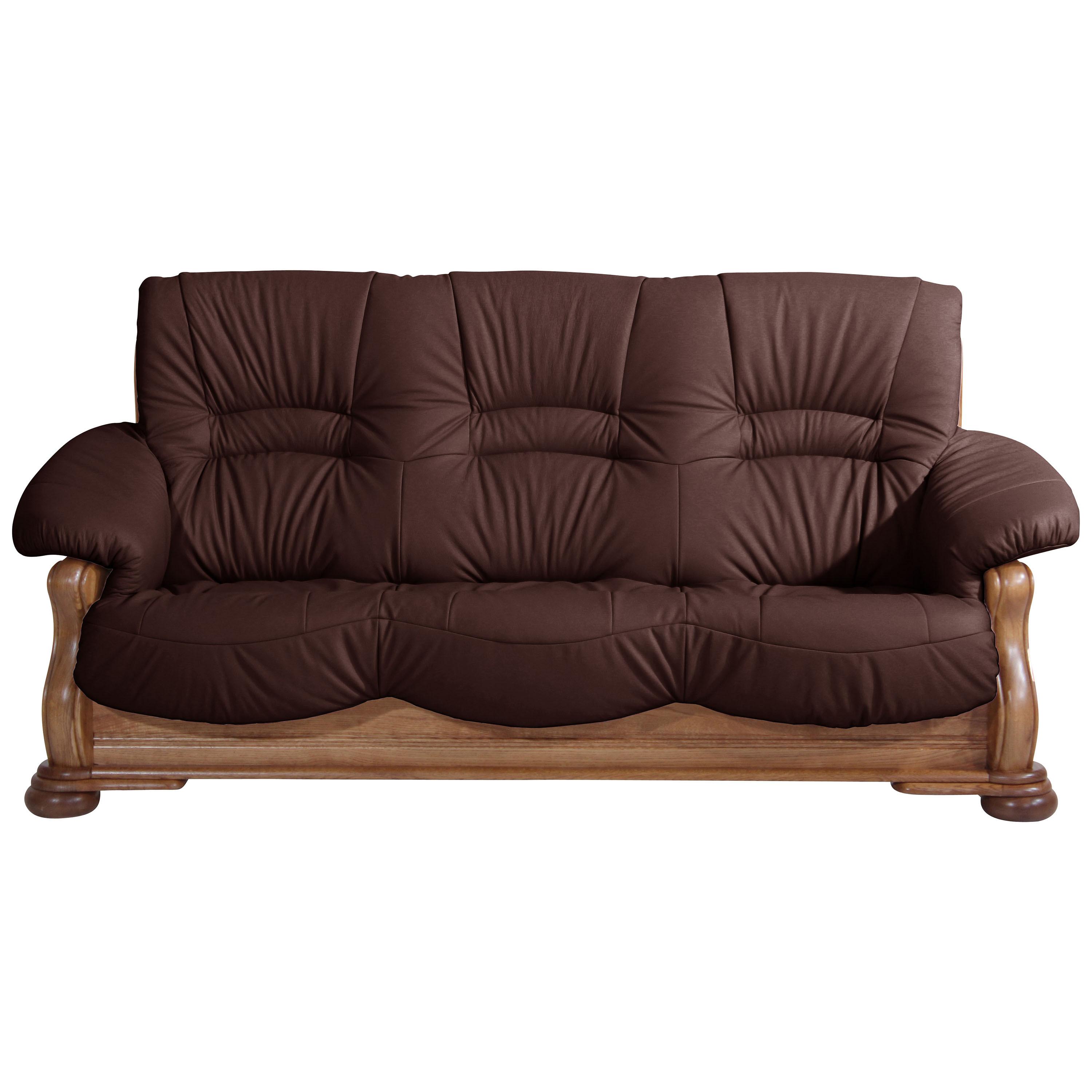 3-sitzer-sofa Tennessee Dunkelrot Echtleder - Eichefarben/Dunkelrot, LIFESTYLE, Leder/Holz (205/95/95cm) - Max Winzer