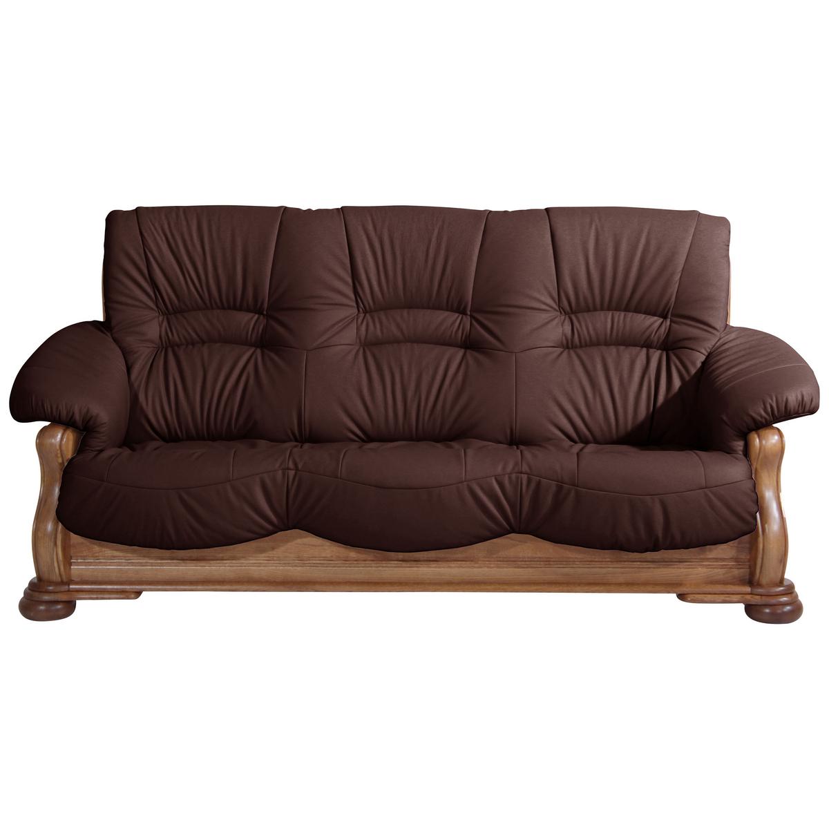 3-sitzer-sofa Tennessee Dunkelrot Echtleder - Eichefarben/Dunkelrot, LIFESTYLE, Leder/Holz (205/95/95cm) - Max Winzer