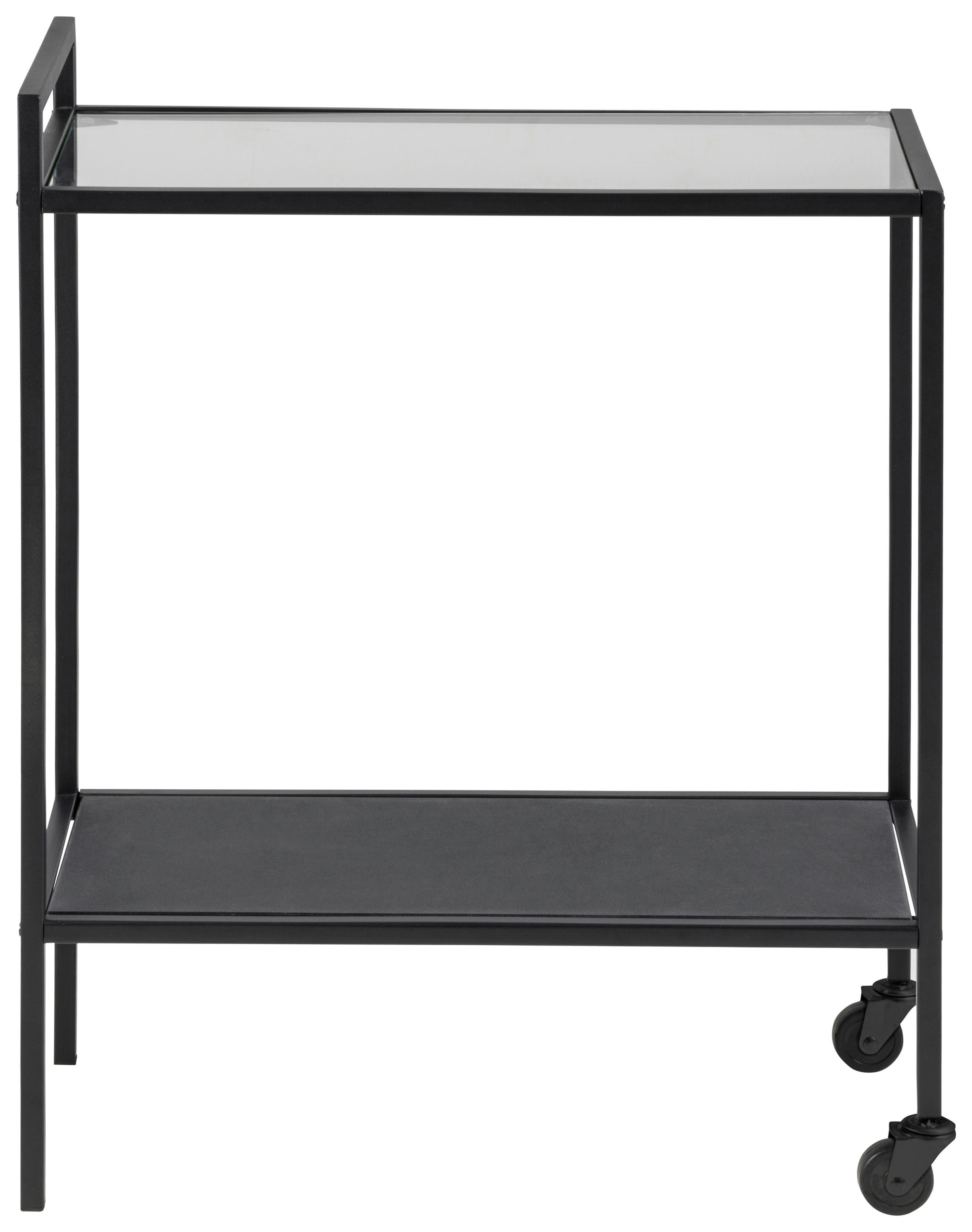 Servierwagen Metall/Glas Seaford Schwarz Mit 2 Laden - Klar/Schwarz, Basics, Glas/Kunststoff (60/75/30cm) - MID.YOU