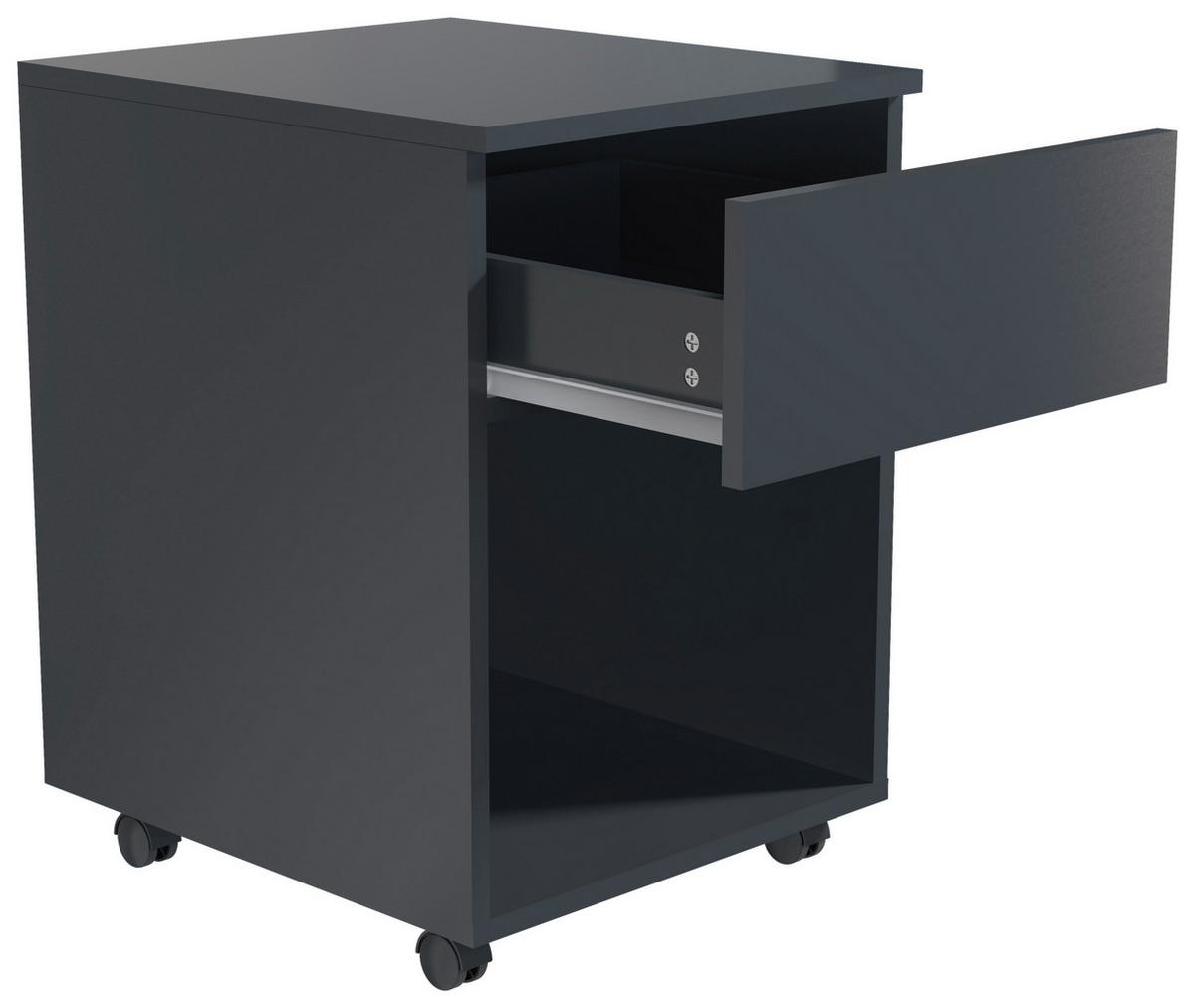 Rollcontainer Anthrazit Dalrosa 39x55x45 Cm - Anthrazit, MODERN, Holzwerkstoff/Kunststoff (39/55/45cm) - MID.YOU
