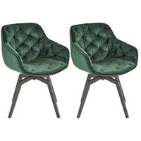 Armlehnstuhl-set Dunkelgrün Drehbare Sitzfläche - Dunkelgrün/Schwarz, MODERN, Holz/Textil (58/83/63cm) - Livetastic