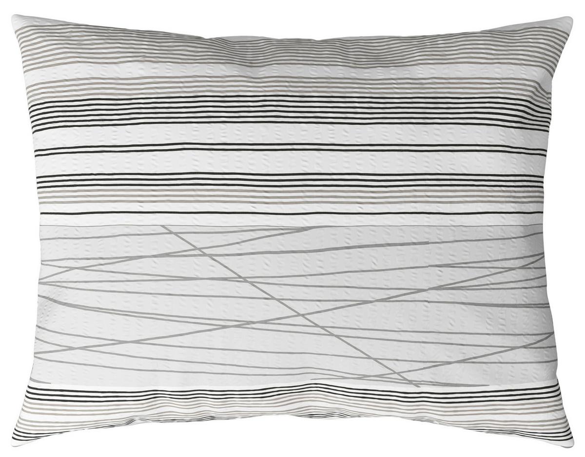 Seersucker Bettwäsche 140x200 Cm Emina Grau Streifen - Grau, MODERN, Textil (140/200cm) - Luca Bessoni