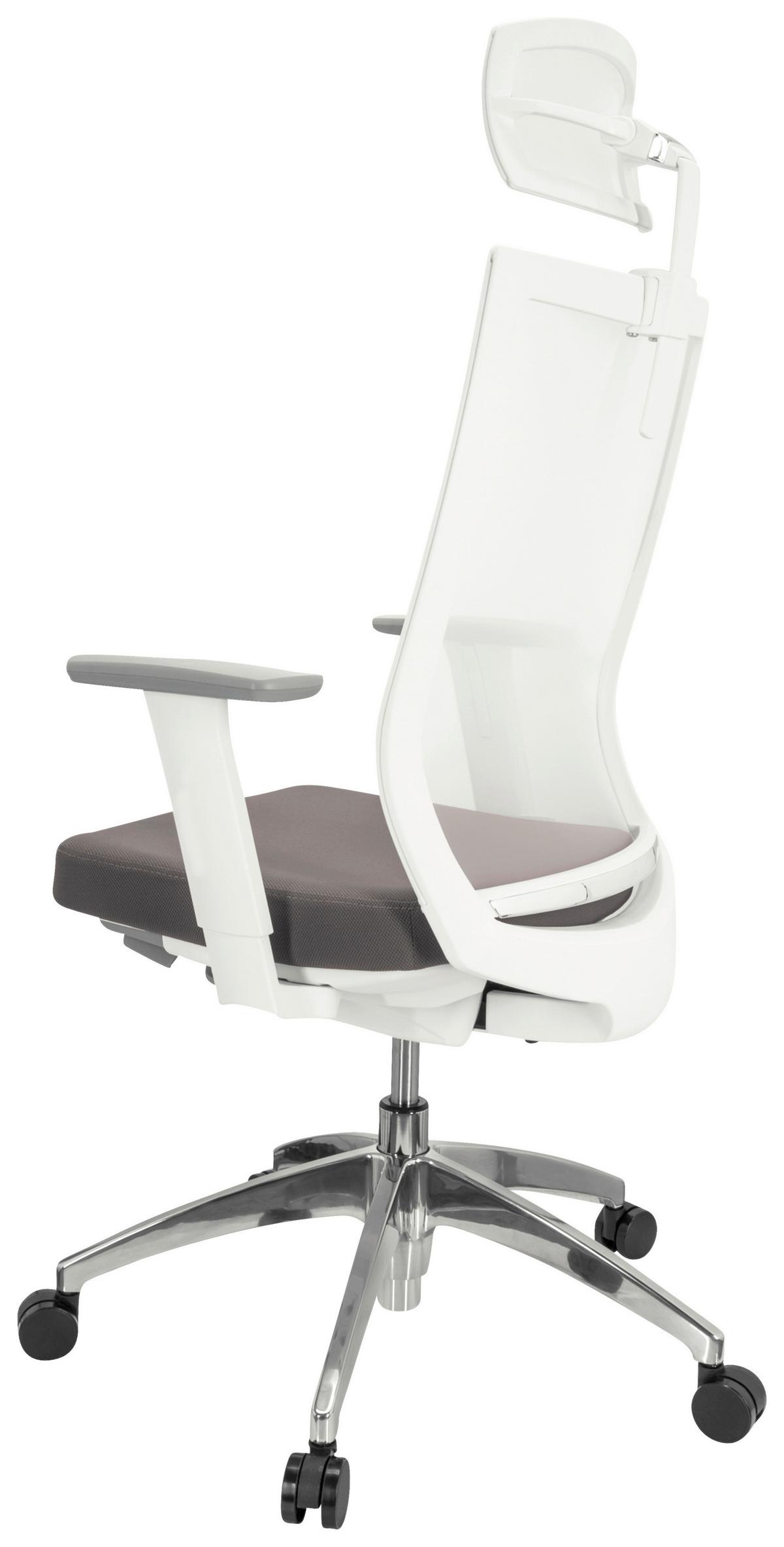 Drehstuhl Aspen White Pro - Silberfarben/Weiß, Basics, Kunststoff/Textil (63/112-122/55cm) - MID.YOU