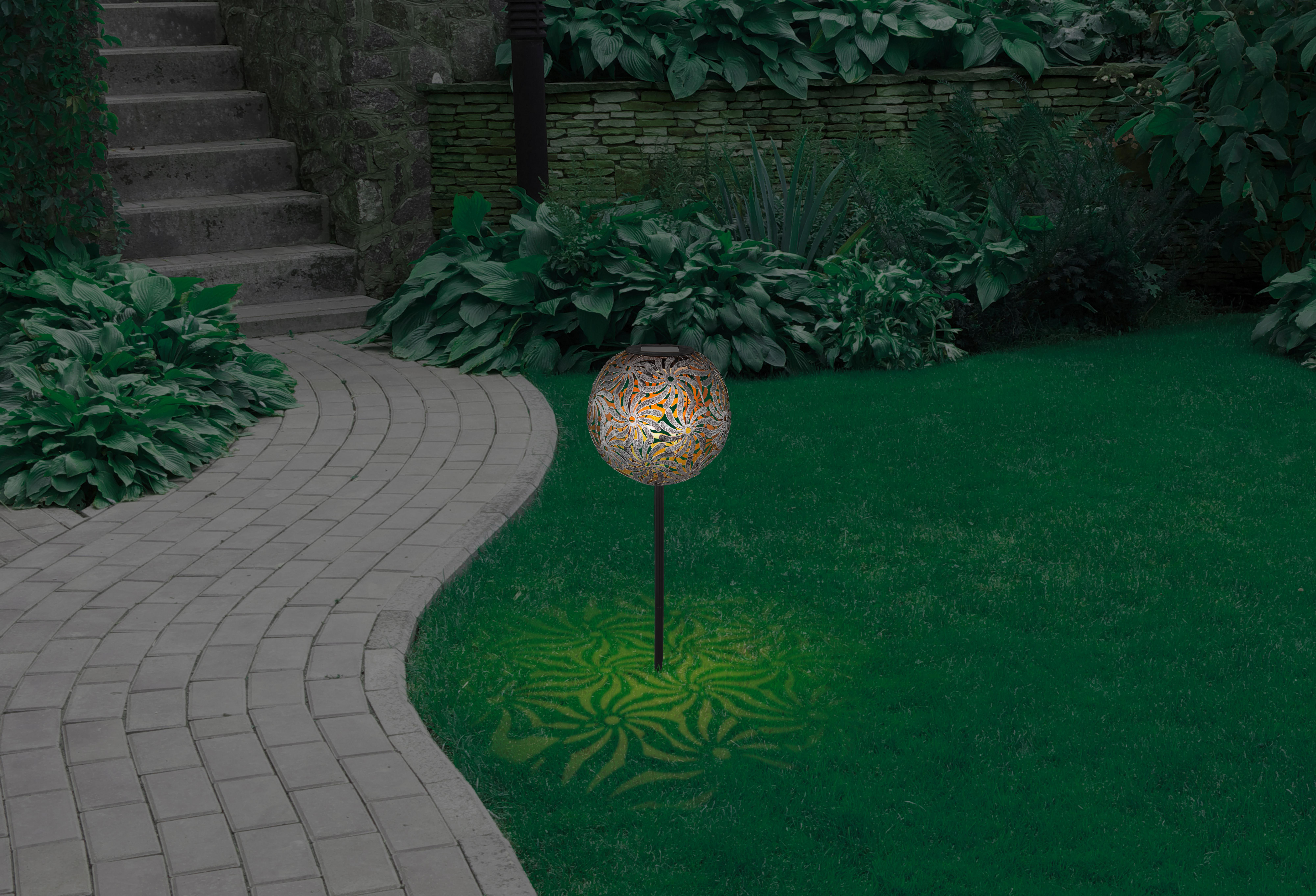 Solarleuchte Silber Solar 1xled Warmweiß H: 54 cm - Silberfarben, Basics, Metall (18,5/54cm) - Globo
