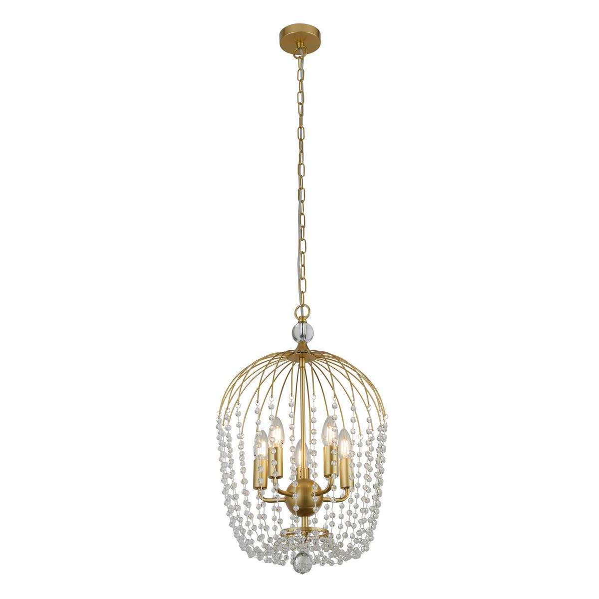Hängeleuchte Shower H: 150 cm 5-Flammig - Goldfarben, Design, Glas/Metall (36/150cm)