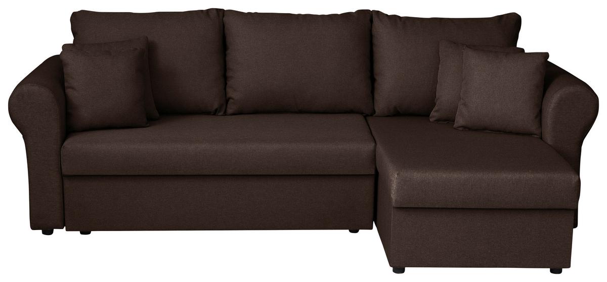 Ecksofa Sara - Dunkelbraun/Schwarz, Design, Textil (248/143cm) - P & B
