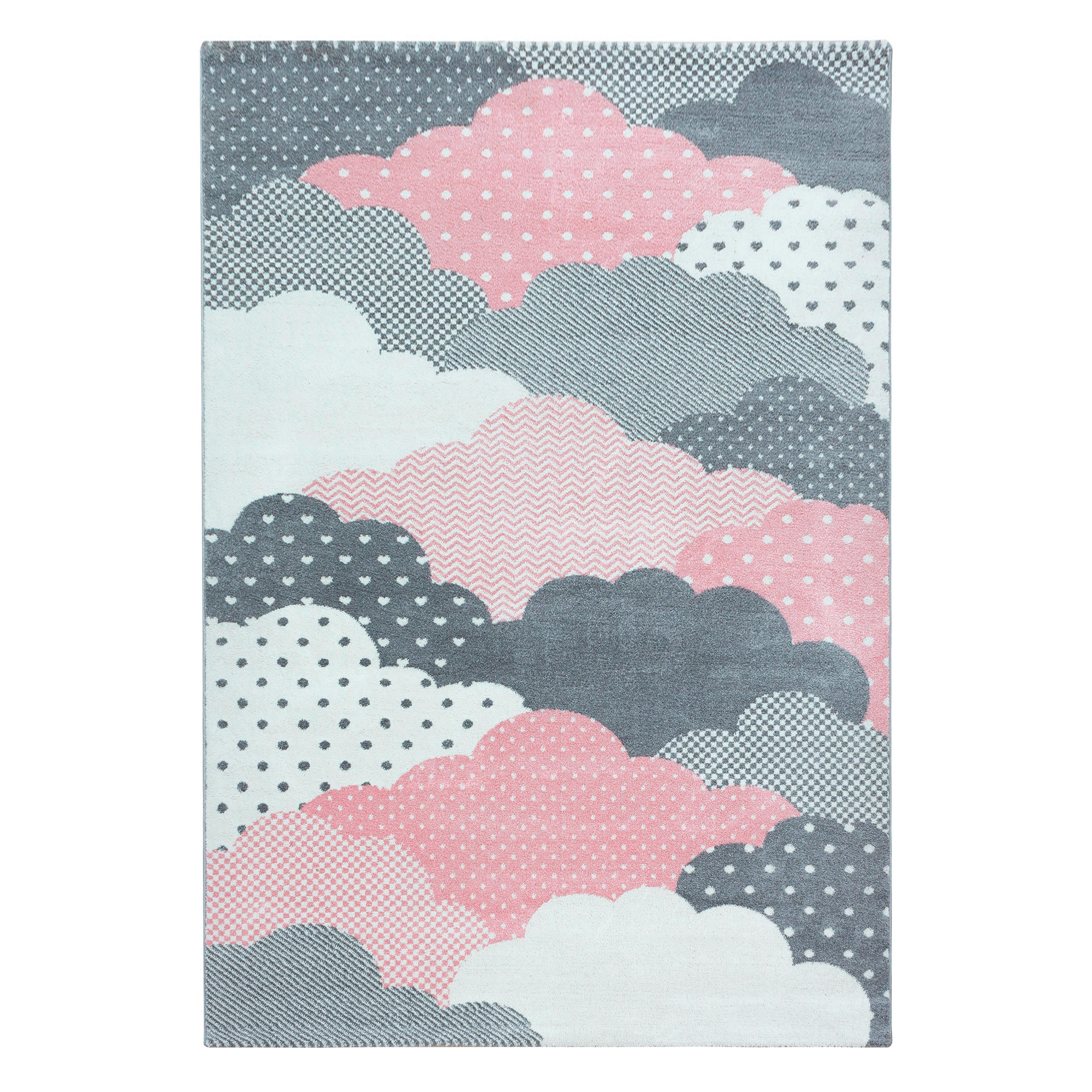 Detský Koberec Oblaky 140x200 - pink, Trend, textil (140/200cm) - Ben'n'jen