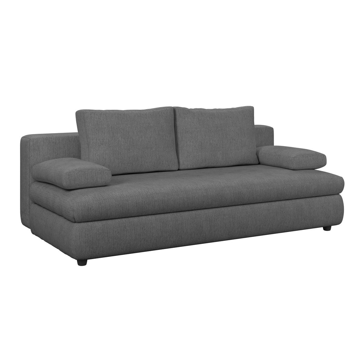 3-Sitzer-Sofa Mit Schlaffunktion Olso Dunkelgrau - Dunkelgrau/Schwarz, Trend, Holz/Kunststoff (205/72/100cm)