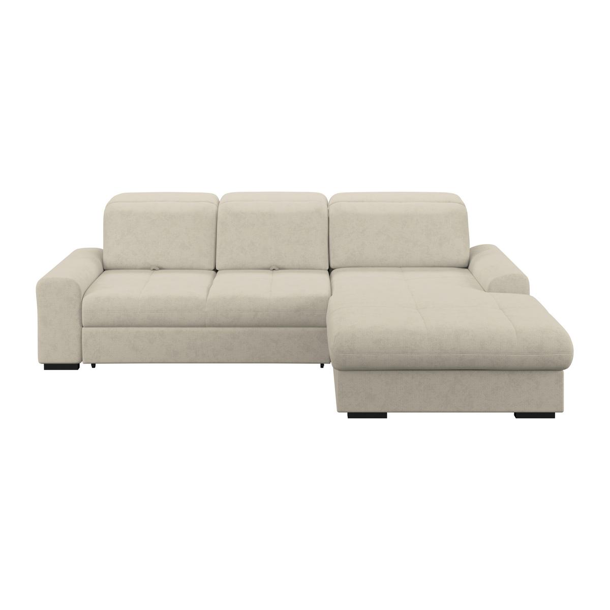 Ecksofa mit Bettfunktion Malaga new Chenille beige - Beige/Schwarz, KONVENTIONELL, Textil (286/203cm) - Ondega