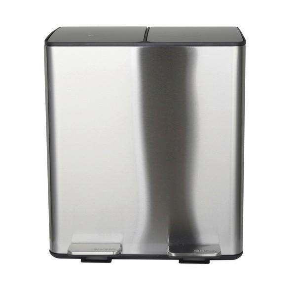 Treteimer Aliya 40l Silberfarben Metall LxBxH: 45x30x51 cm - Silberfarben/Schwarz, Basics, Kunststoff/Metall (45/30/51cm) - Spirella