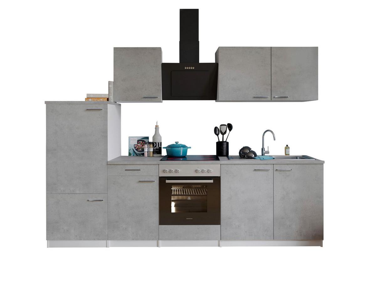 Küchenblock Malia B: 270 cm Grau, mit Geräte - Weiß/Grau, Basics, Holzwerkstoff (270cm) - Respekta