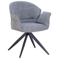 Armlehnstuhl Hilda Grau/schwarz Gepolstert - Schwarz/Grau, MODERN, Textil/Metall (61/81/60cm) - MID.YOU