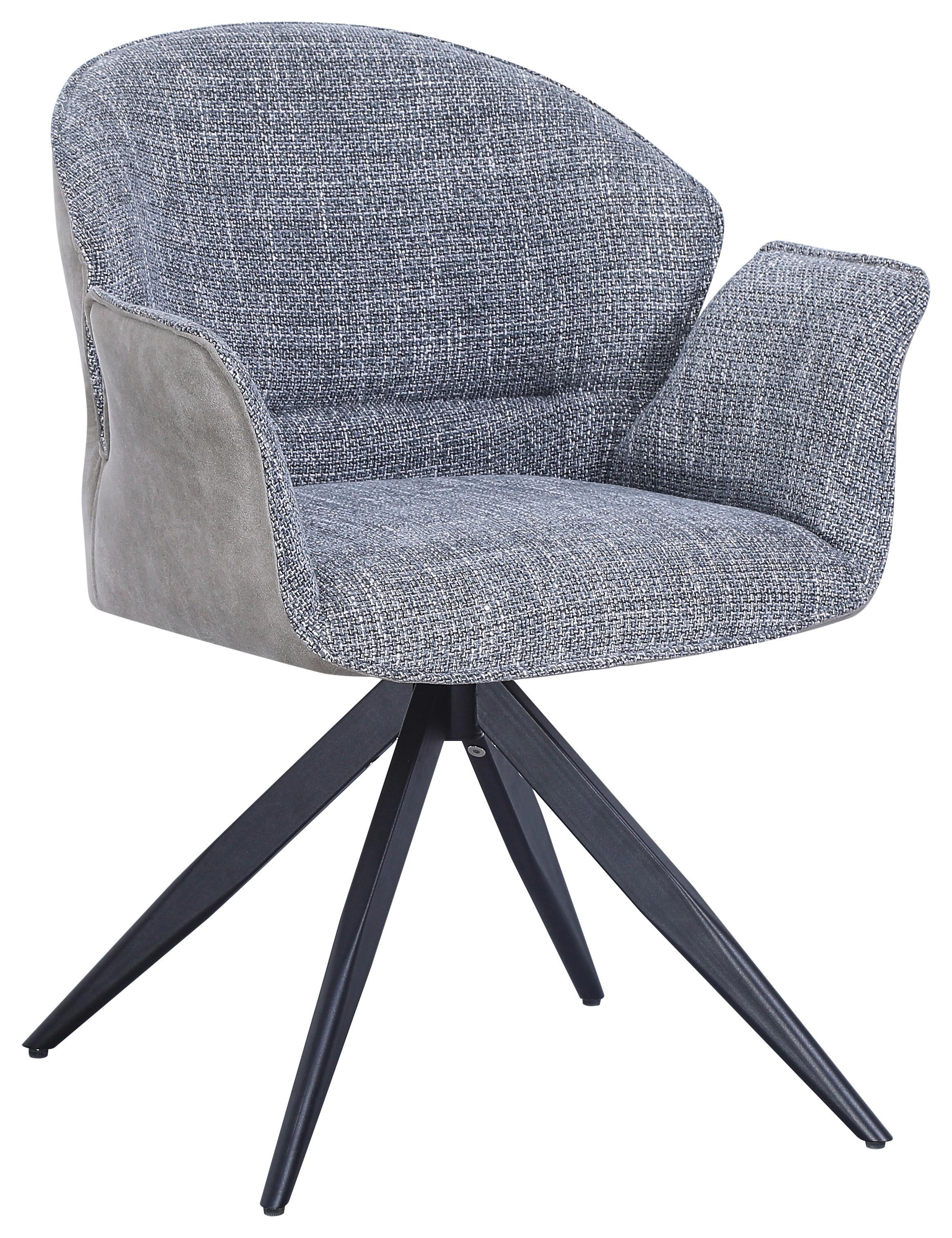 Armlehnstuhl Hilda Grau/Schwarz Gepolstert