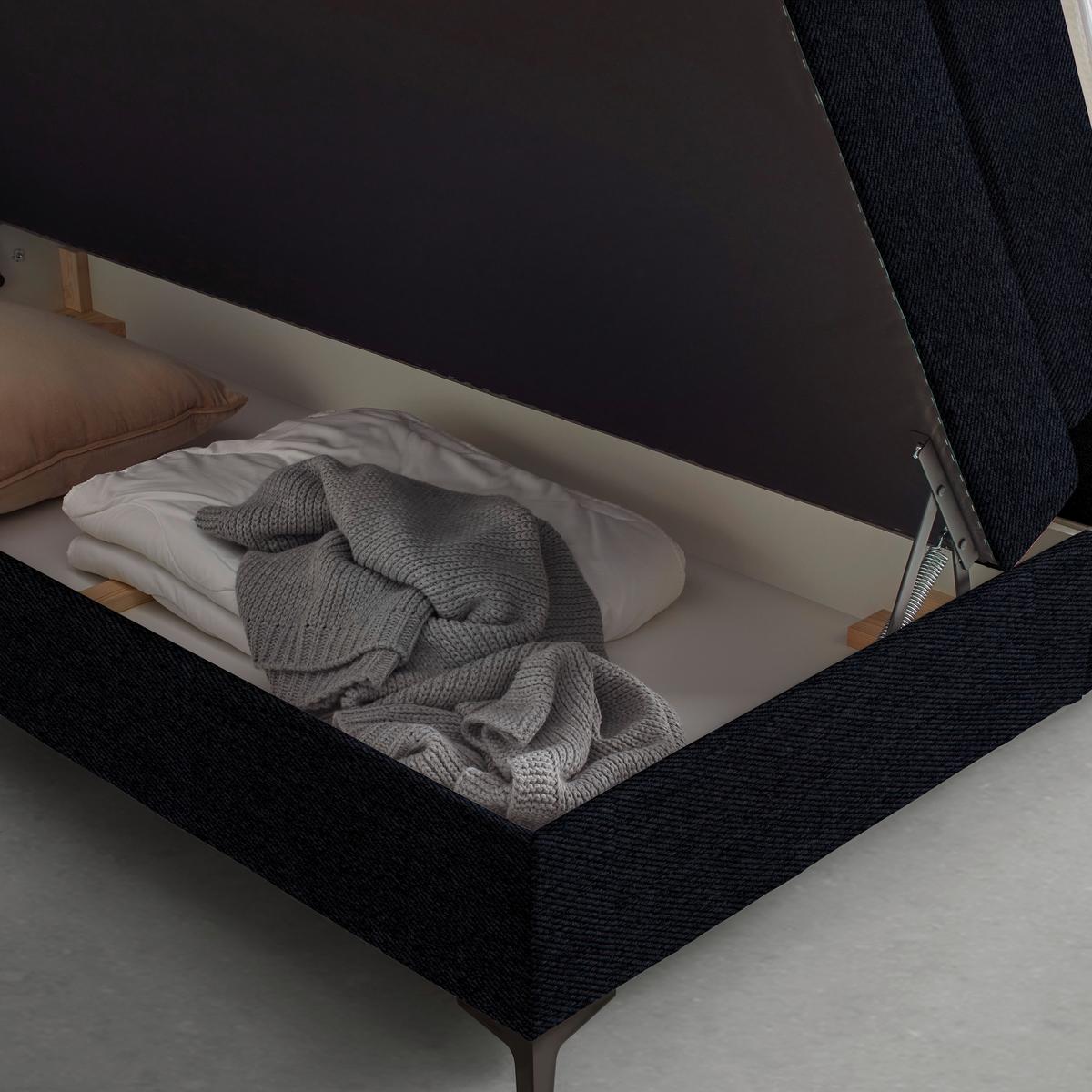 Boxspringová postel BARI 140/200, černá - černá, Konvenční, kov/textil (140/200cm) - Mömax