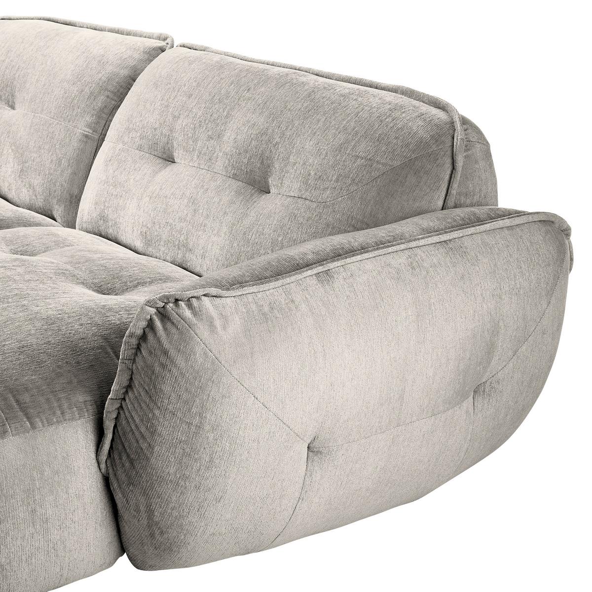 Ecksofa Fluffy Silberfarben S: 269x184 Cm - Silberfarben/Schwarz, MODERN, Textil (269/184cm) - Trendmanufaktur