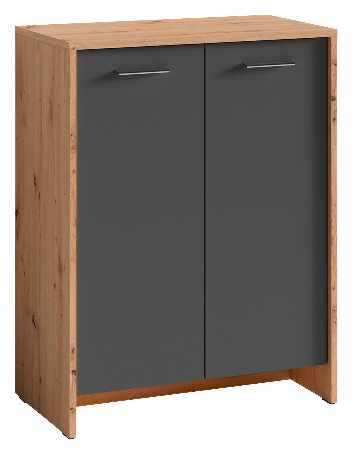 Schuhschrank Anthrazit/Eiche Artisan B: 63 cm - Anthrazit/Eiche Artisan, MODERN, Holzwerkstoff (63/83/35cm) - MID.YOU