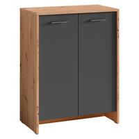 Schuhschrank Anthrazit/Eiche Artisan B: 63 cm - Anthrazit/Eiche Artisan, MODERN, Holzwerkstoff (63/83/35cm) - MID.YOU