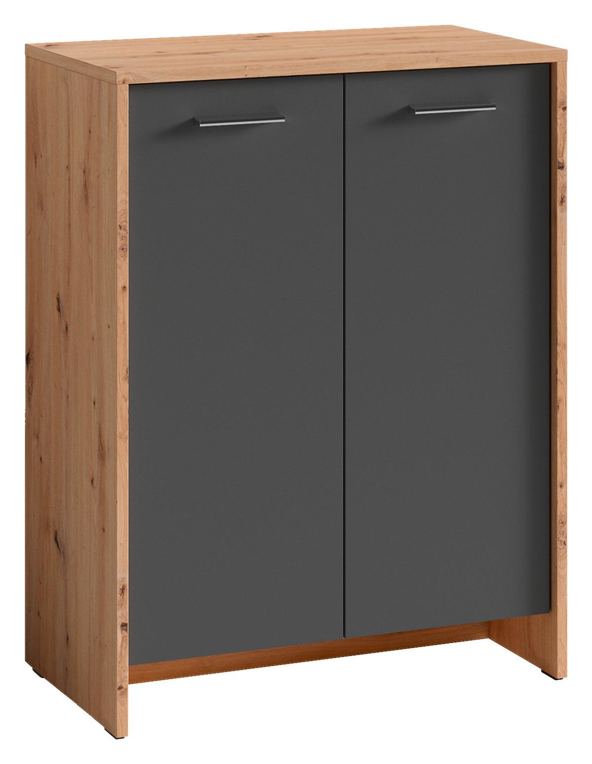 Schuhschrank Anthrazit/Eiche Artisan B: 63 cm - Anthrazit/Eiche Artisan, MODERN, Holzwerkstoff (63/83/35cm) - MID.YOU