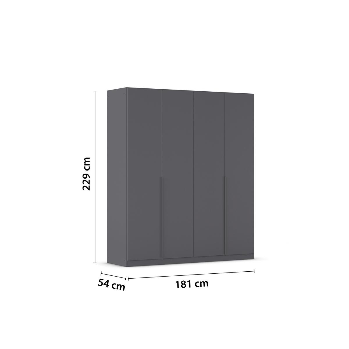 Drehtürenschrank Alabama Grau Metallic B: 181 Cm - Grau, MODERN, Holzwerkstoff (181/229/54cm) - Rauch Möbel