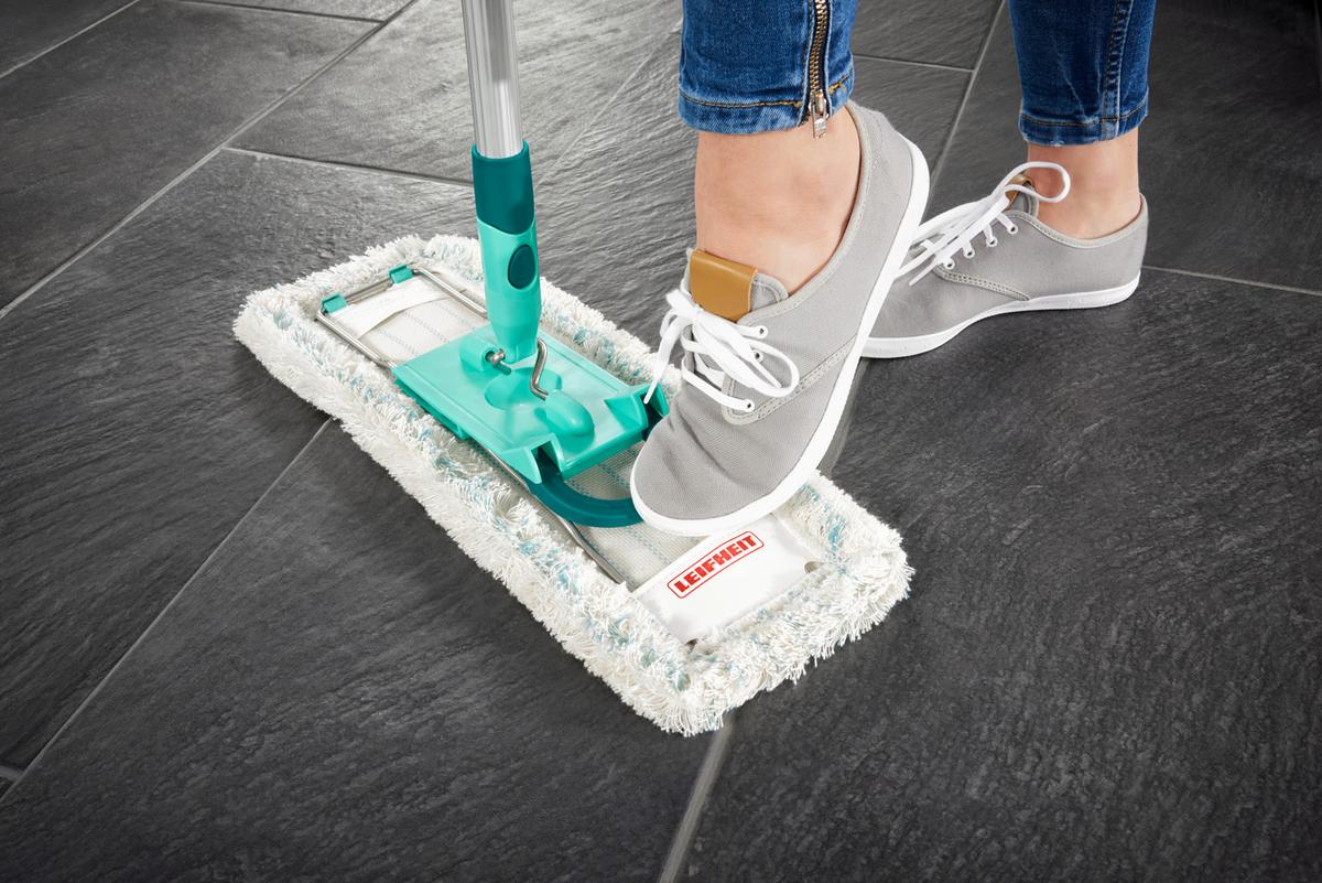 Bodenwischer Profi Alu mit Ergonomischen Griff - Türkis/Grau, Basics, Kunststoff/Textil (16/42/177cm) - Leifheit