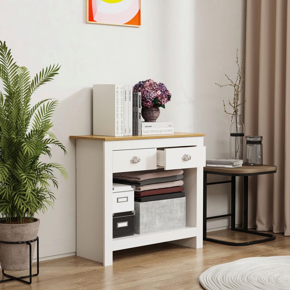 Kommode Balusa Weiß, Eiche Dekor B: 85 cm - Honigeiche/Weiß, LIFESTYLE, Holzwerkstoff (85/76/35cm) - MID.YOU