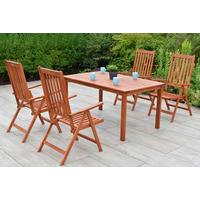 Gartentischgruppe Vitoria 5--Teilig. aus Holz - Eukalyptusholzfarben, KONVENTIONELL, Holz - Gardenson