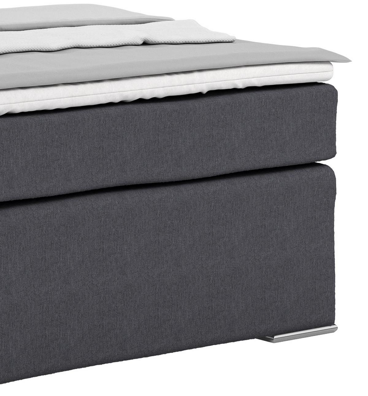 Postel Boxspring Nero, 140x200 cm, antracitová - barvy chromu/antracitová, Konvenční, kov/textil (140/200cm)