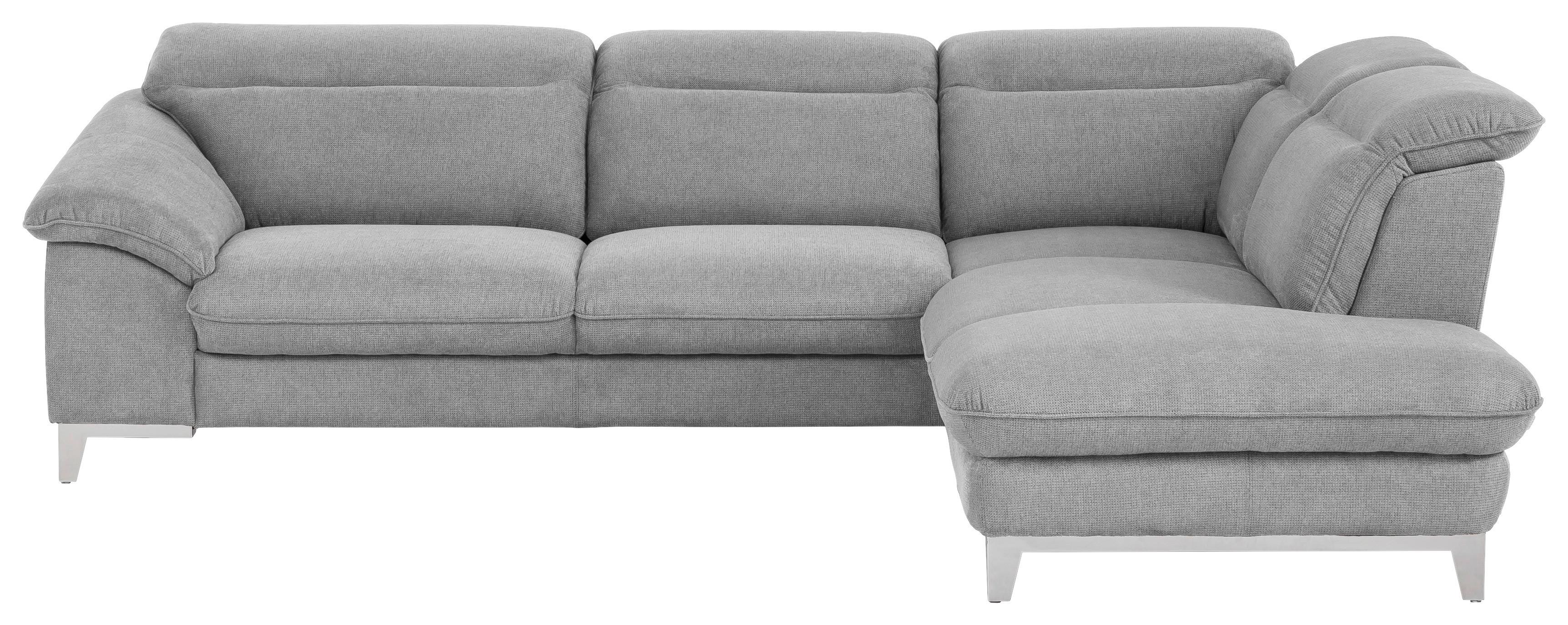 Ecksofa Mit Schlaffunktion Teresa Hellgrau - Chromfarben/Hellgrau, Design, Textil (293/232cm) - Livetastic