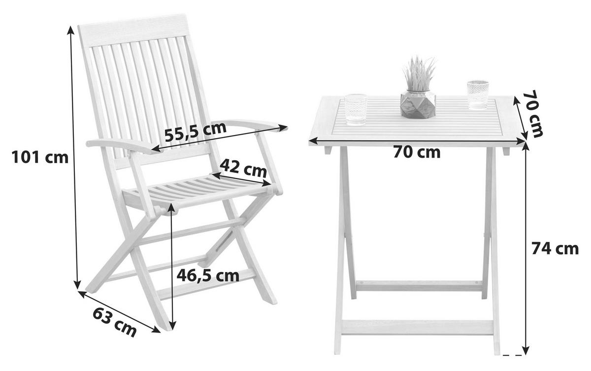 Gartenmöbel Set 5--Teilig Comodoro Echtholz klappbar mit Kissen - Braun/Grau, KONVENTIONELL, Holz/Textil - Gardenson