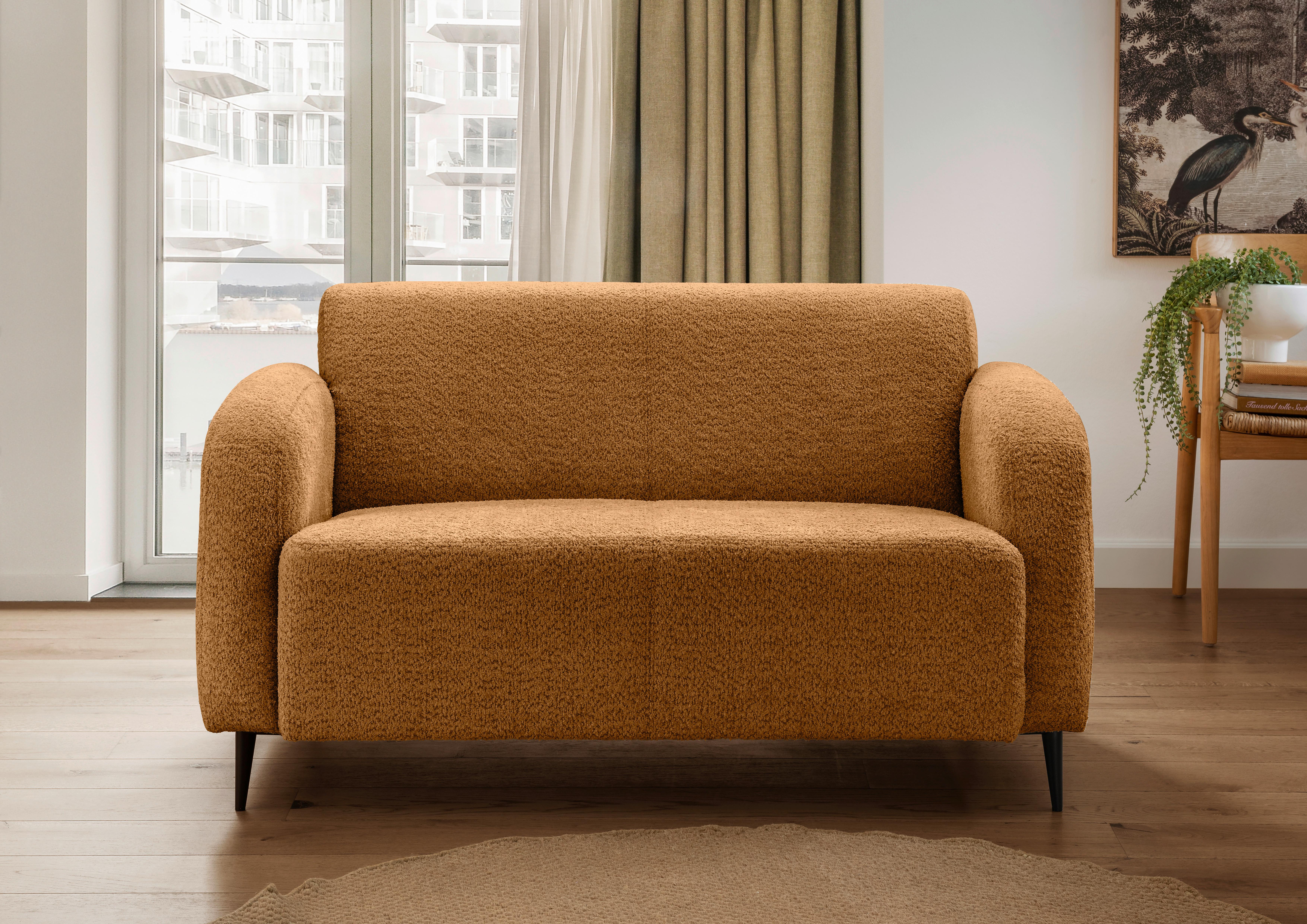 2-Sitzer-Sofa Marone Goldfarben B: 140cm - Goldfarben/Schwarz, MODERN, Textil (140/76/90cm) - Livetastic