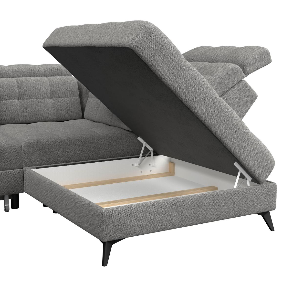 Ecksofa Barletta New Velours Dunkelgrau, 289x228cm - Dunkelgrau/Schwarz, ROMANTIK / LANDHAUS, Textil (289/228cm) - Luca Bessoni