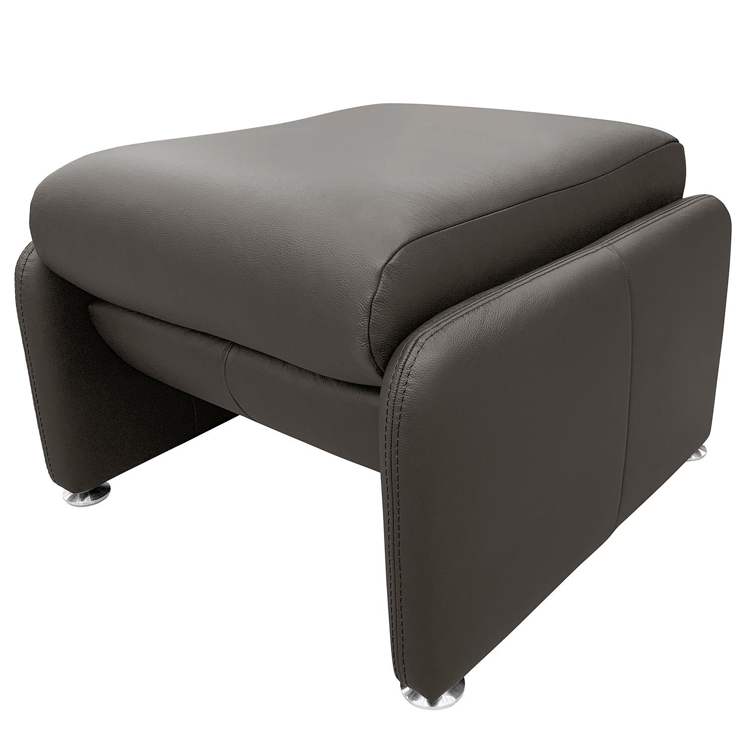 Hocker Comodo Echtleder Dunkelbraun B: 62 Cm - Dunkelbraun/Silberfarben, Design, Leder (62/42/60cm) - Livetastic
