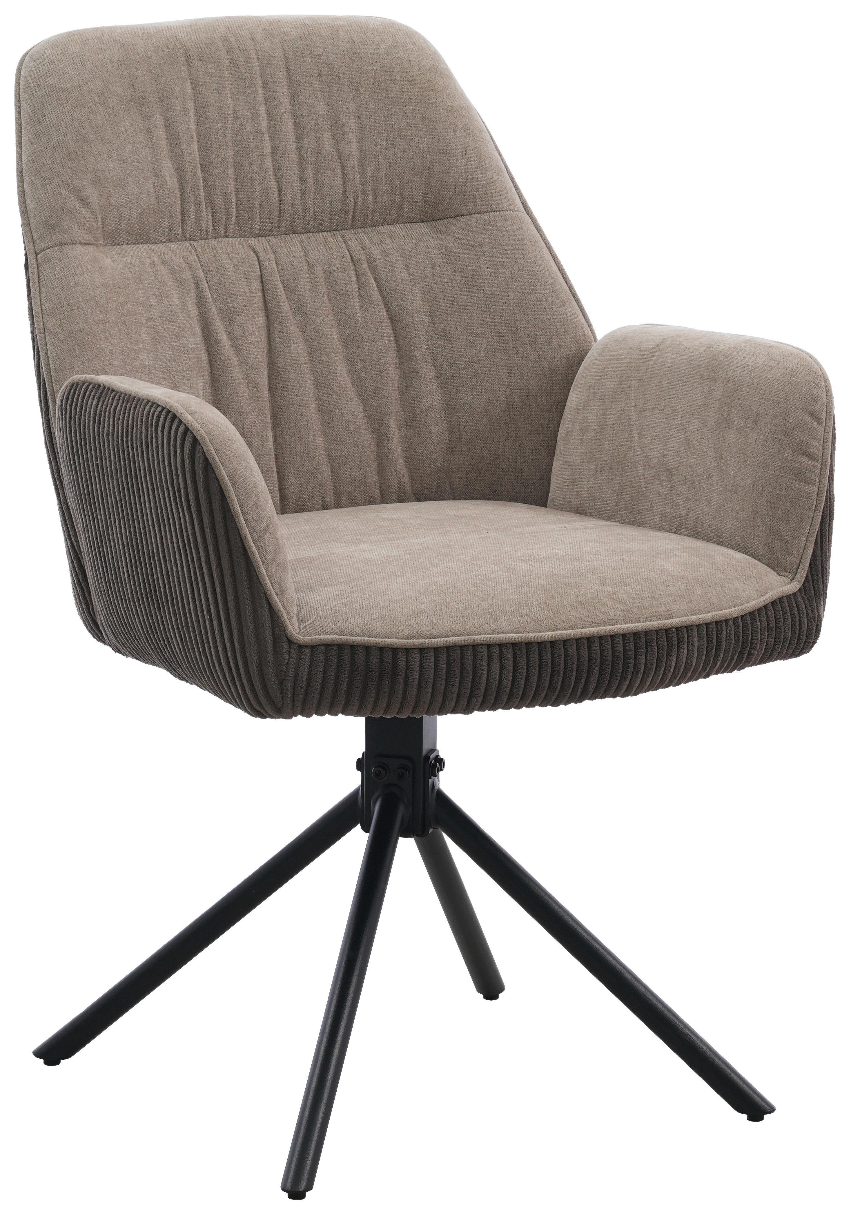 Armlehnstuhl Oulo Beige/Dunkelbraun B: 60 cm - Dunkelbraun/Beige, MODERN, Textil/Metall (60/89/65cm) - Livetastic