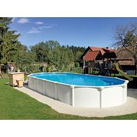 Stahlwandpool Oval Kwad mit Leiter L: 610 cm - Blau/Weiß, Basics, Kunststoff/Metall (610/370/130cm)