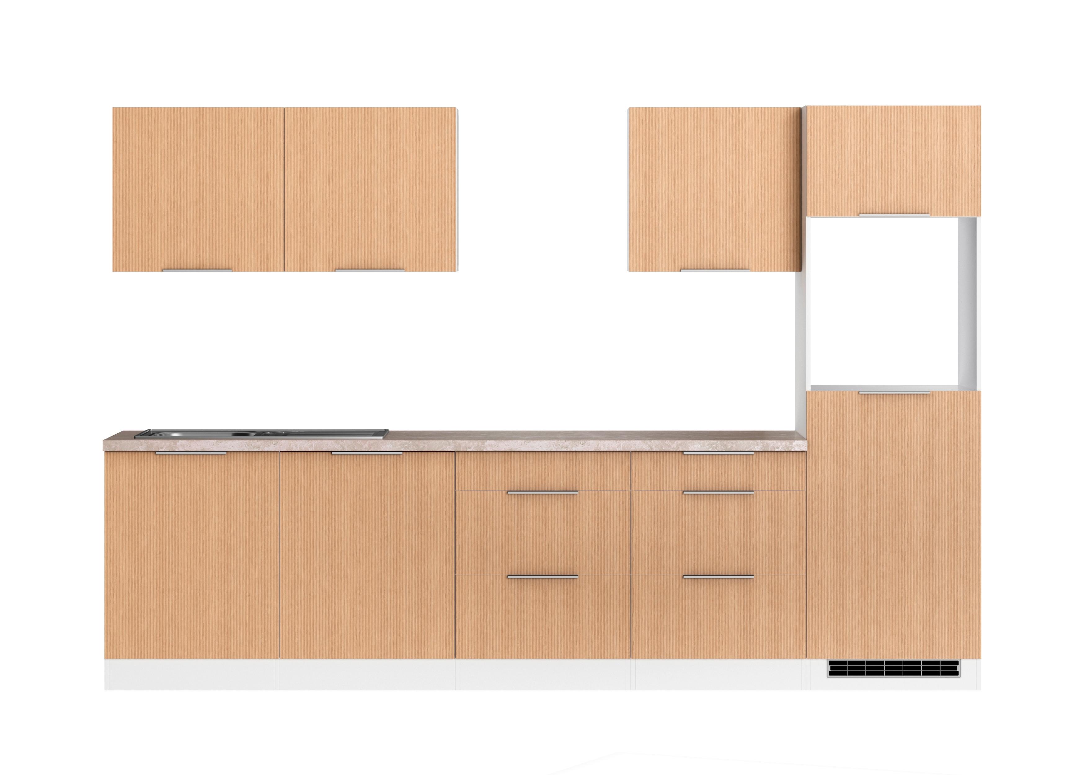 Küchenleerblock Glasgow Weiß/eichefarben B: 300 Cm - Eichefarben/Creme, LIFESTYLE, Holzwerkstoff (300cm) - Held
