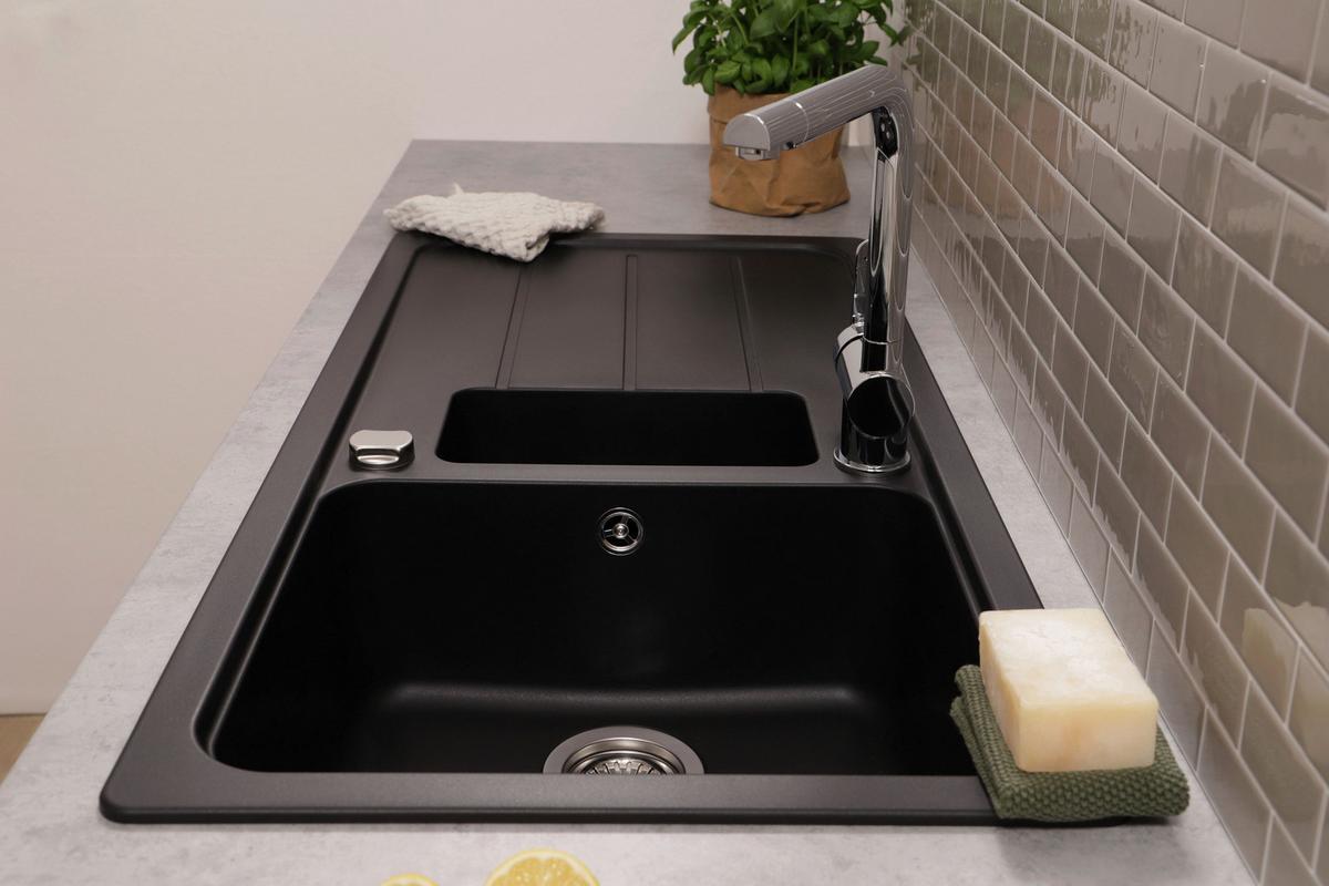 Spüle Austin Schwarz B: 100 cm - Schwarz, Design, Stein (100/20/50cm) - Respekta