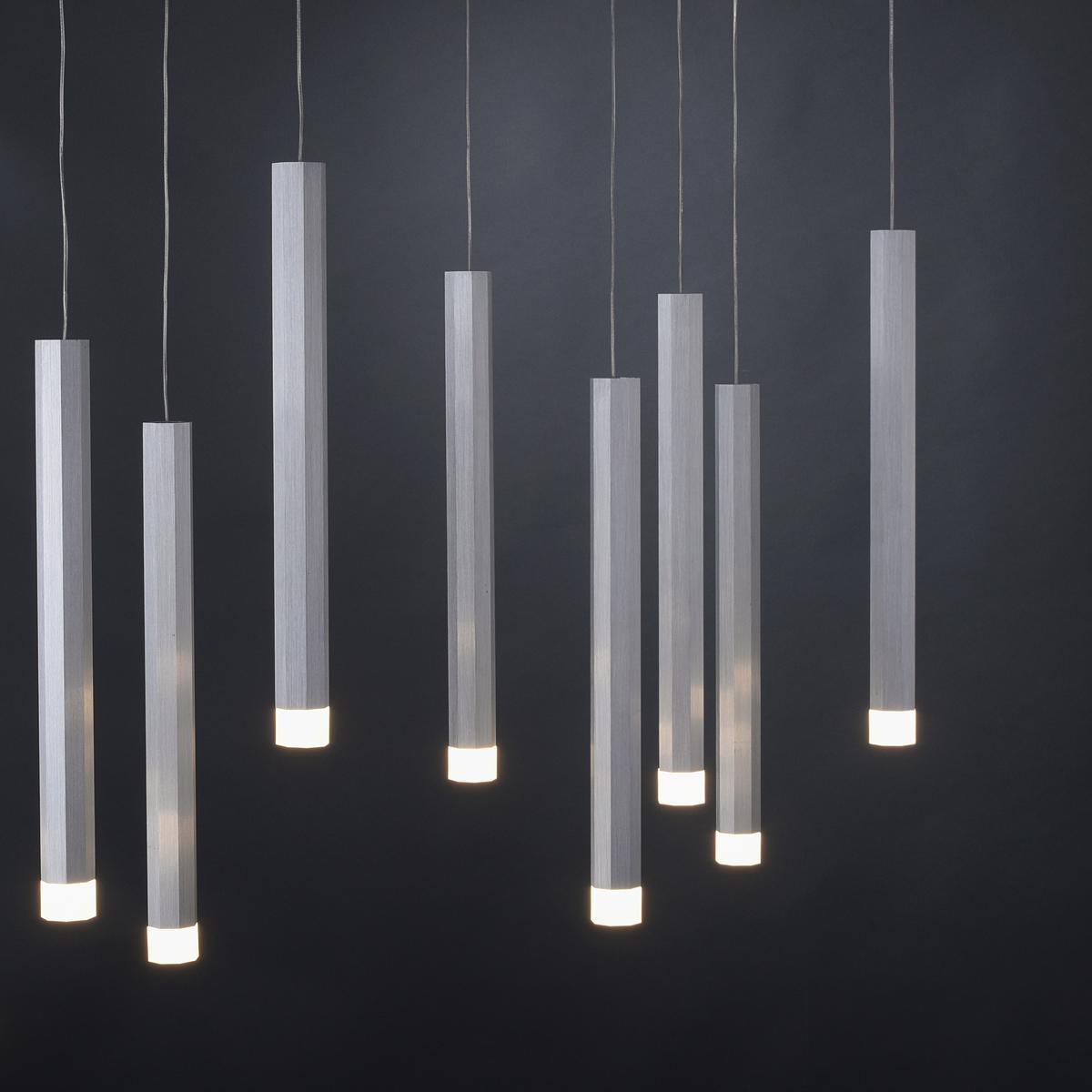 LED-Hängeleuchte Bruno H: 120 cm 10-Flammig - Alufarben, Design, Kunststoff/Metall (89/30/120cm)