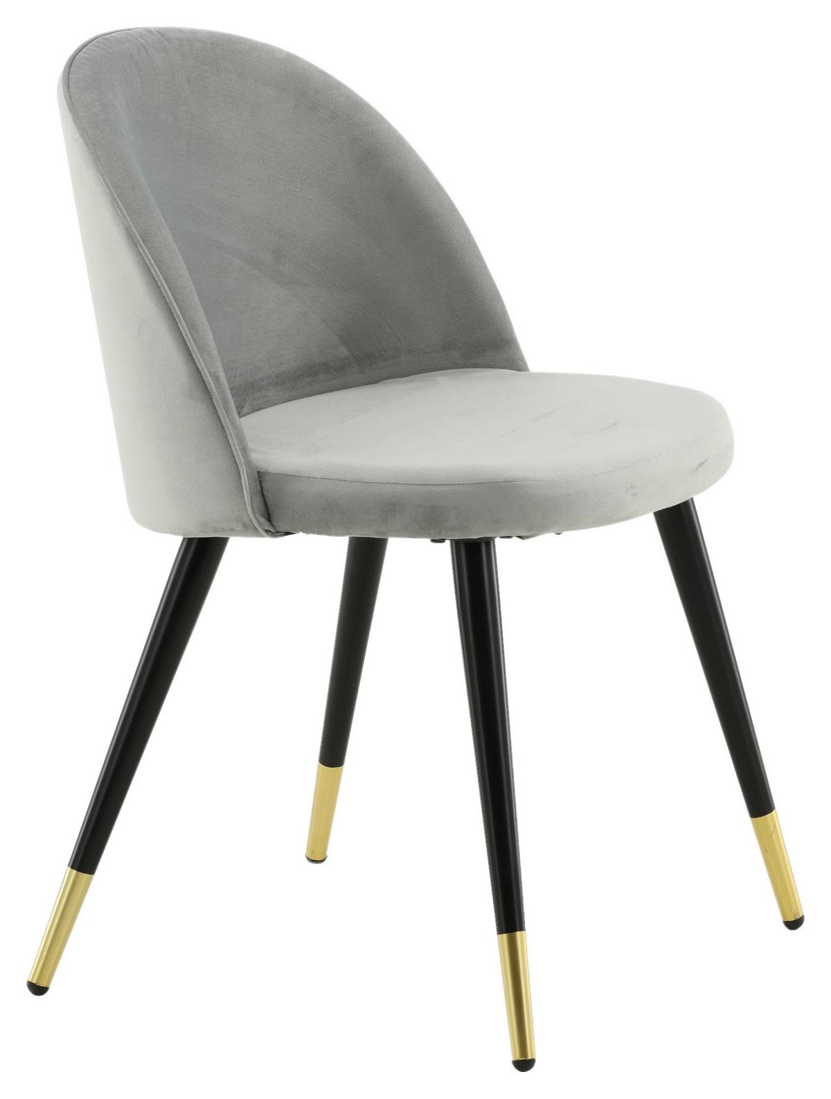 Stuhl-set Velvet - Hellgrau/Schwarz, Design, Textil/Metall (57/76.5/50cm) - Livetastic