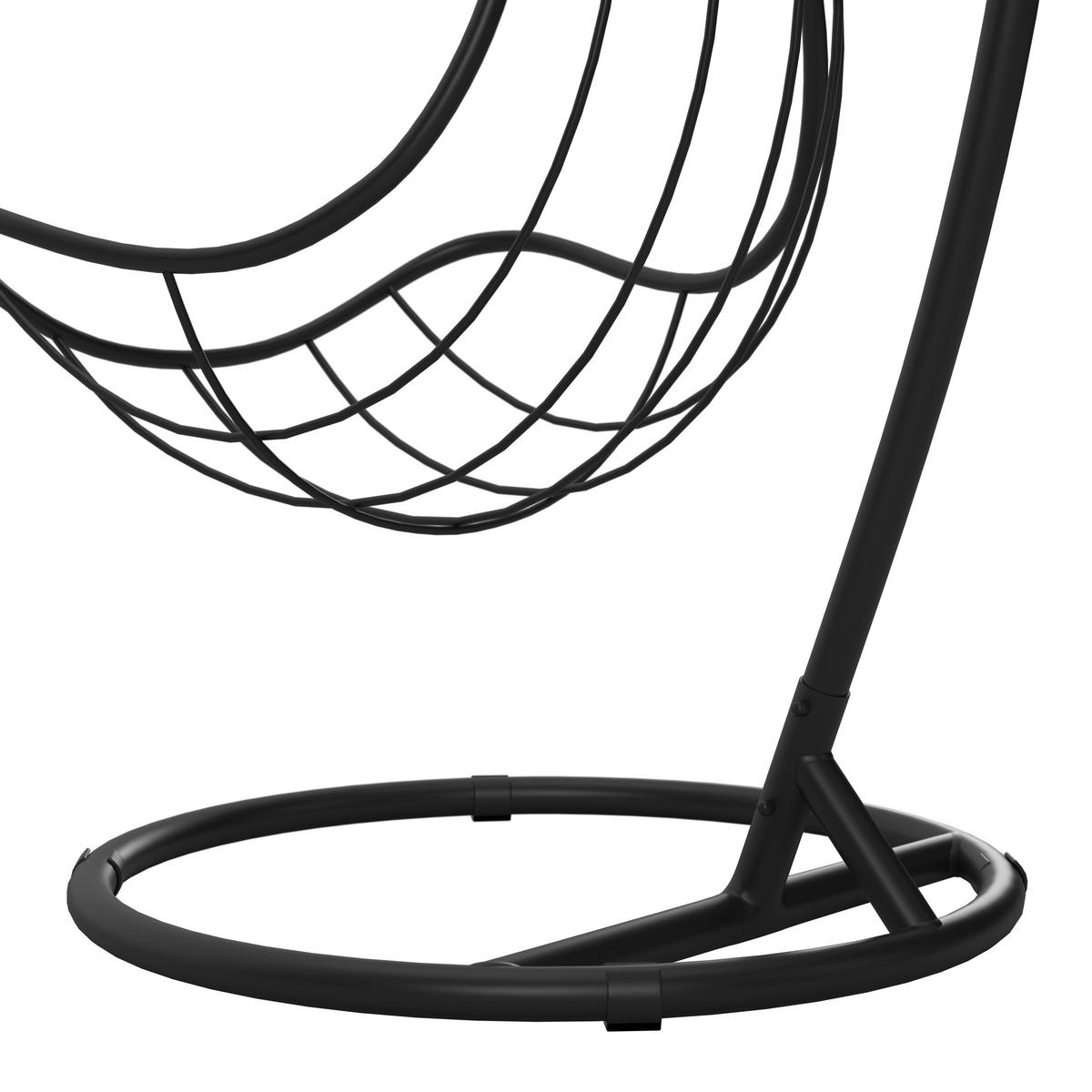 Hängesessel mit Gestell Korinth mit Kissen - Schwarz/Grau, MODERN, Kunststoff/Textil (105/195cm) - Luca Bessoni