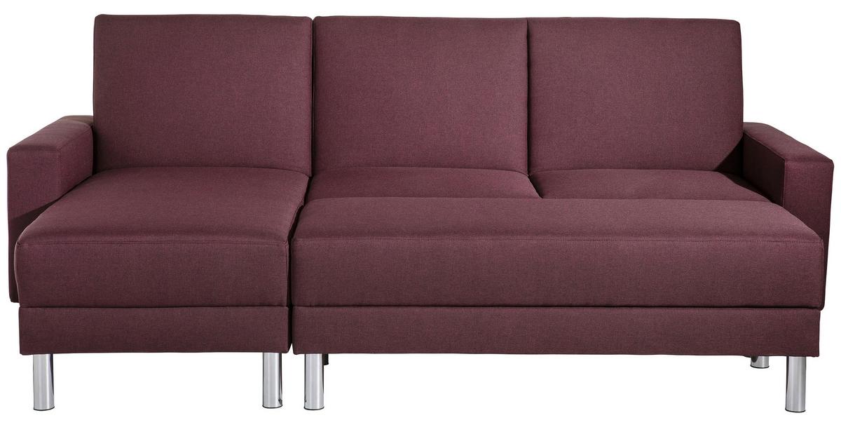 Ecksofa Mit Schlaffunktion Just Fashion, Dunkelrot - Chromfarben/Dunkelrot, KONVENTIONELL, Textil (152/230cm) - Max Winzer
