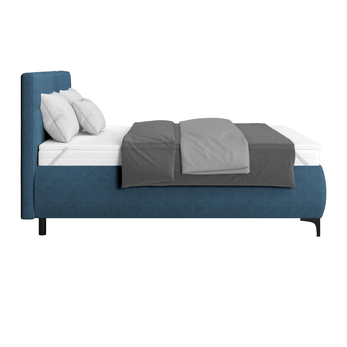 Polsterbett Zeni 140 - Schwarz/Dunkelblau, KONVENTIONELL, Holz/Textil (140/200cm)