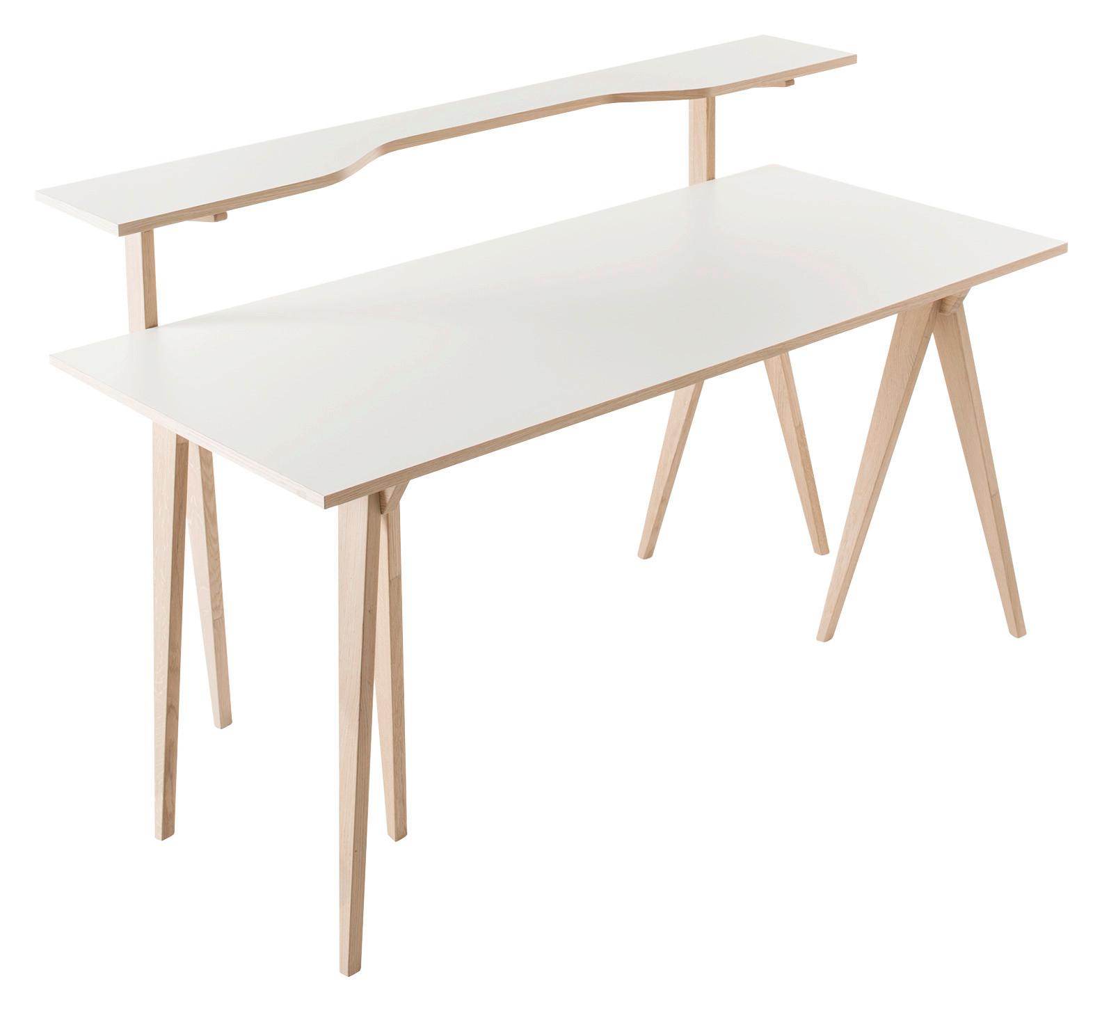 Schreibtisch Berliner Bock - Eichefarben/Weiß, Design, Holz/Holzwerkstoff (160/75/100cm) - Sudbrock