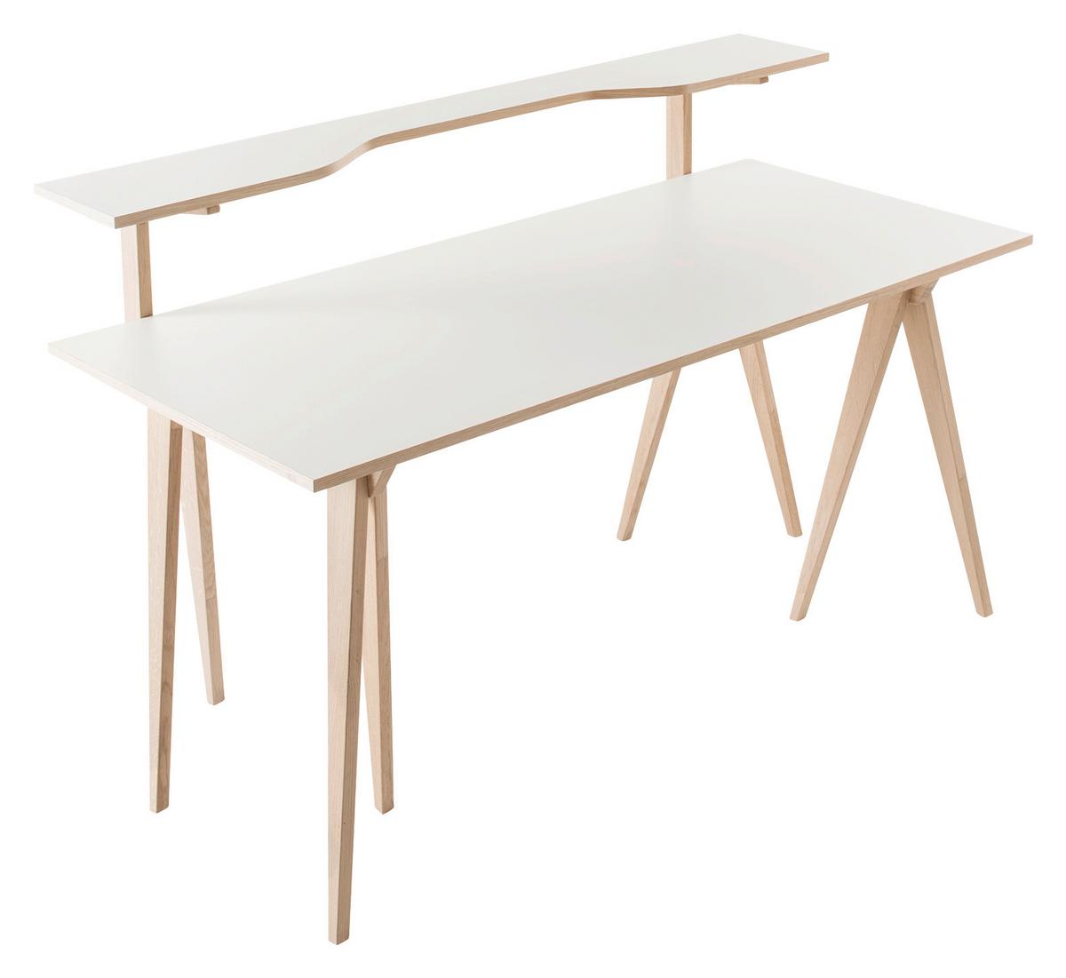 Schreibtisch Berliner Bock - Eichefarben/Weiß, Design, Holz/Holzwerkstoff (160/75/100cm) - Sudbrock