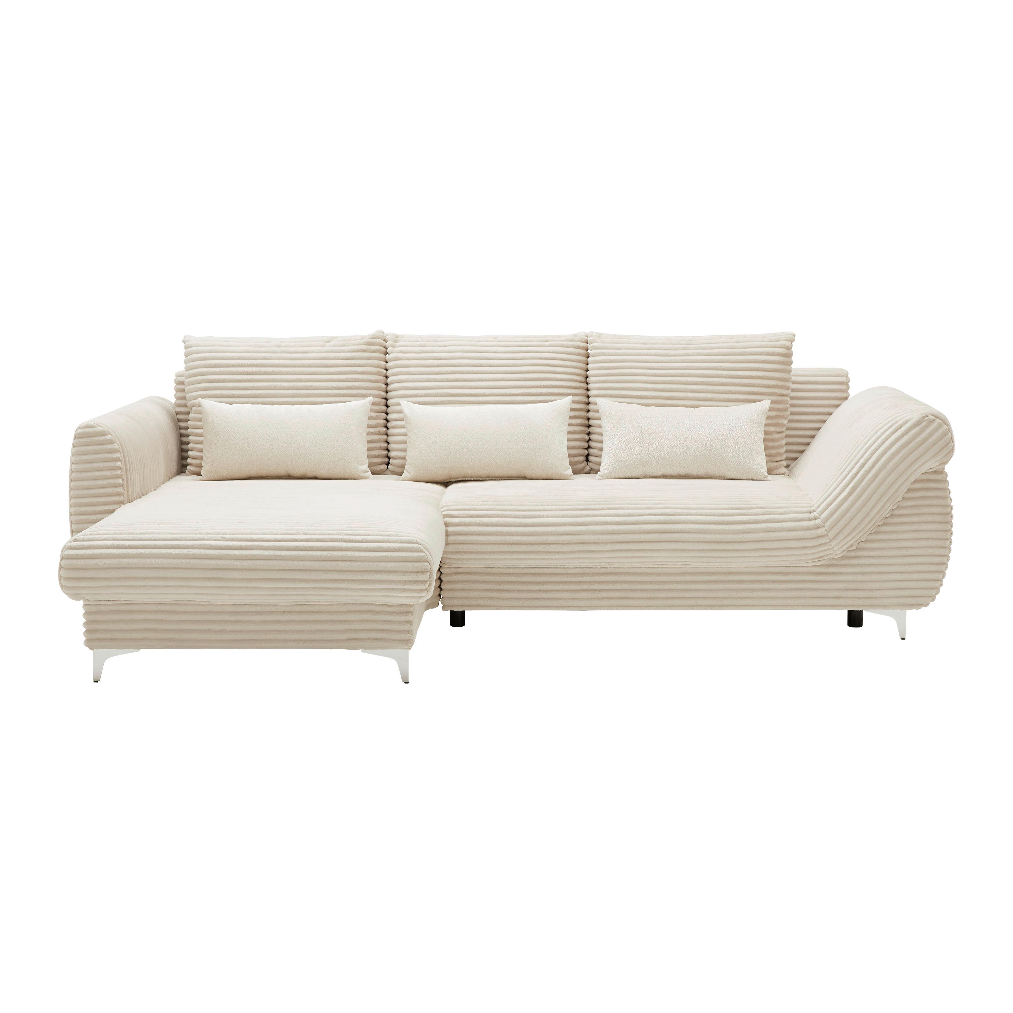 Sedačka Alantis Lux, levá, krémová - černá/barvy stříbra, Lifestyle, kov/dřevo (175/263cm) - Mömax