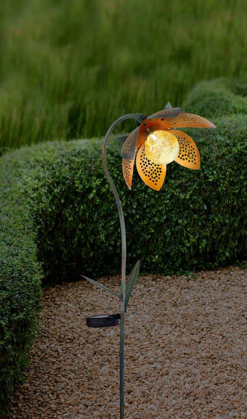 Solarleuchte Mit Erdspieß Grün /goldfarben/orange H: 90 Cm - Goldfarben/Orange, Basics, Glas/Metall (25/15/90cm) - Globo