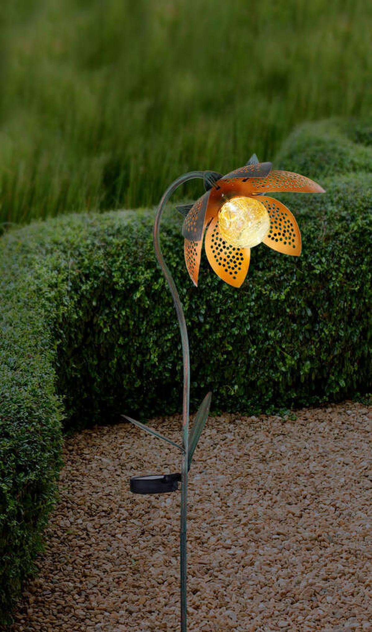 Solarleuchte Mit Erdspieß Grün /goldfarben/orange H: 90 Cm - Goldfarben/Orange, Basics, Glas/Metall (25/15/90cm) - Globo