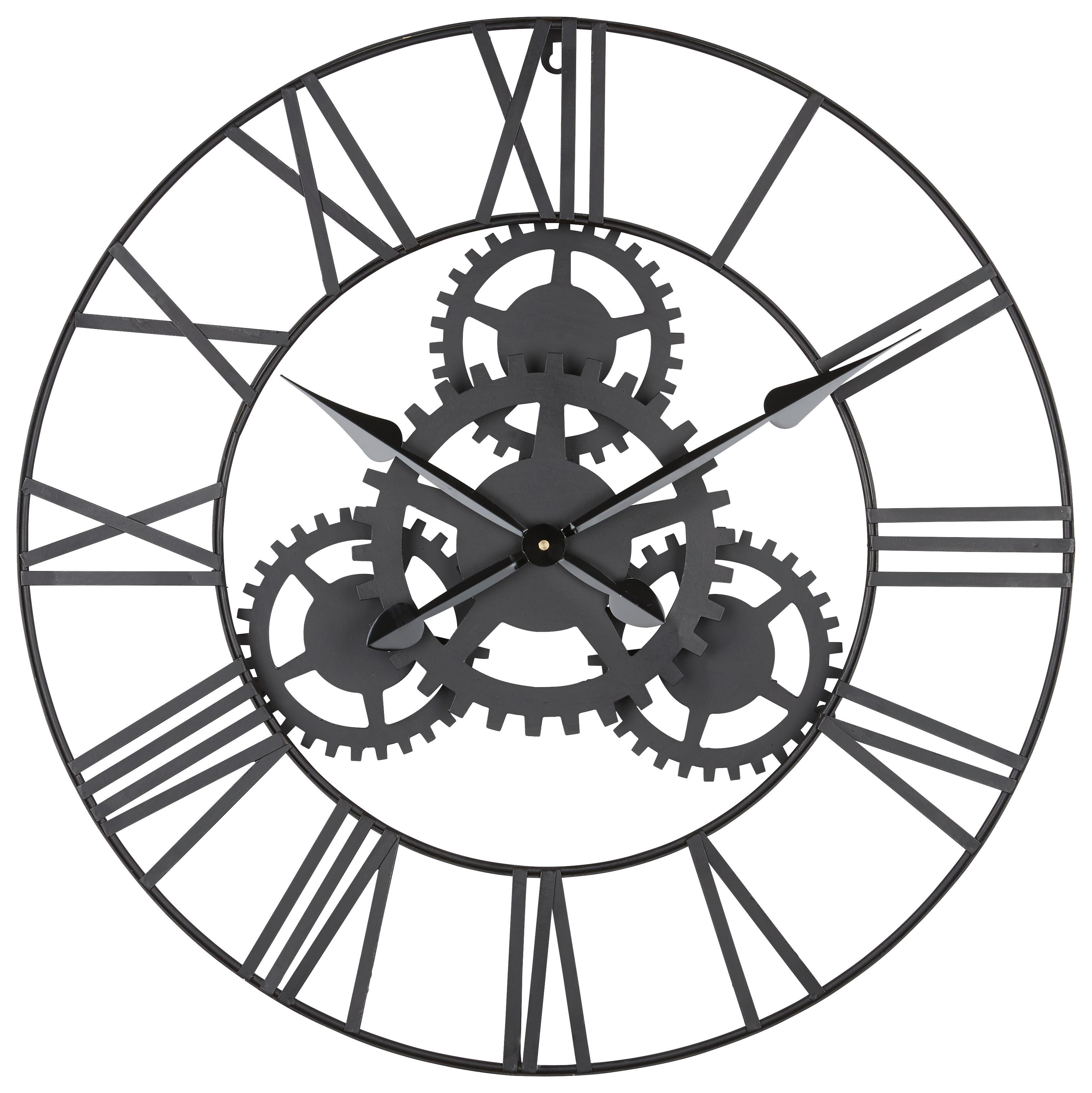 Nástenné Hodiny Gears - čierna, Moderný, kov (70cm) - Modern Living