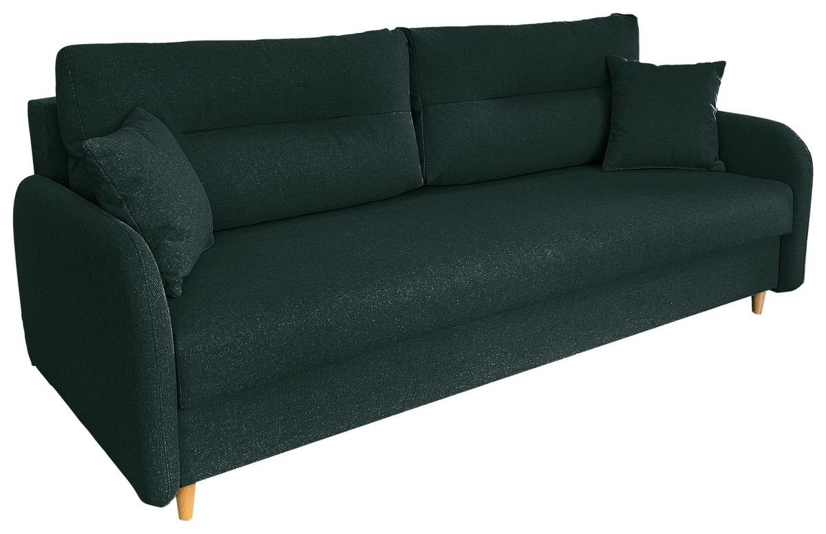 Schlafsofa mit Bettkasten Vero Grün B: 206 cm - Schwarz/Naturfarben, Design, Textil (206/88/93cm) - MID.YOU