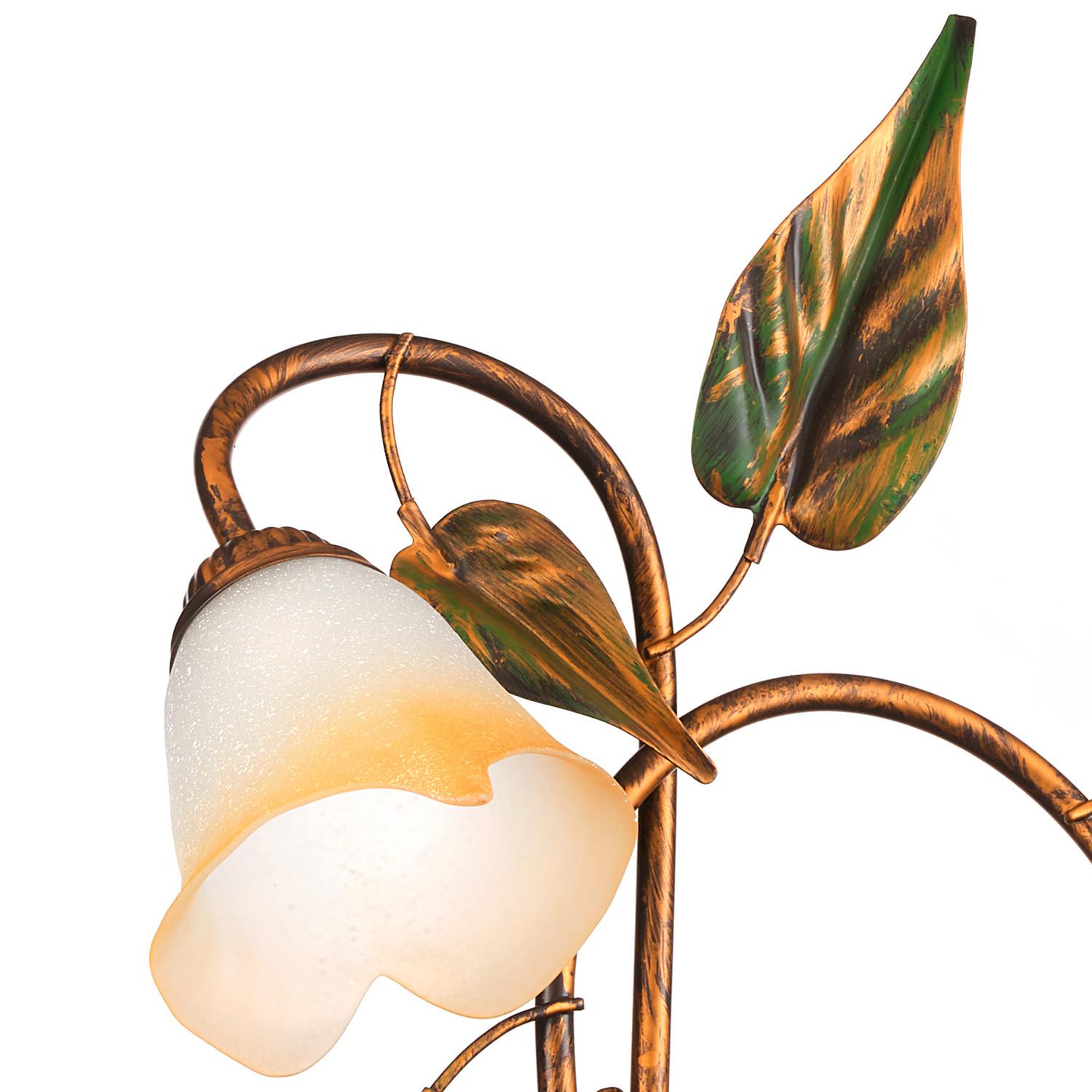 Wandleuchte 4620/Ap2 - Bronzefarben/Olivgrün, Natur, Glas/Metall (40/48cm)