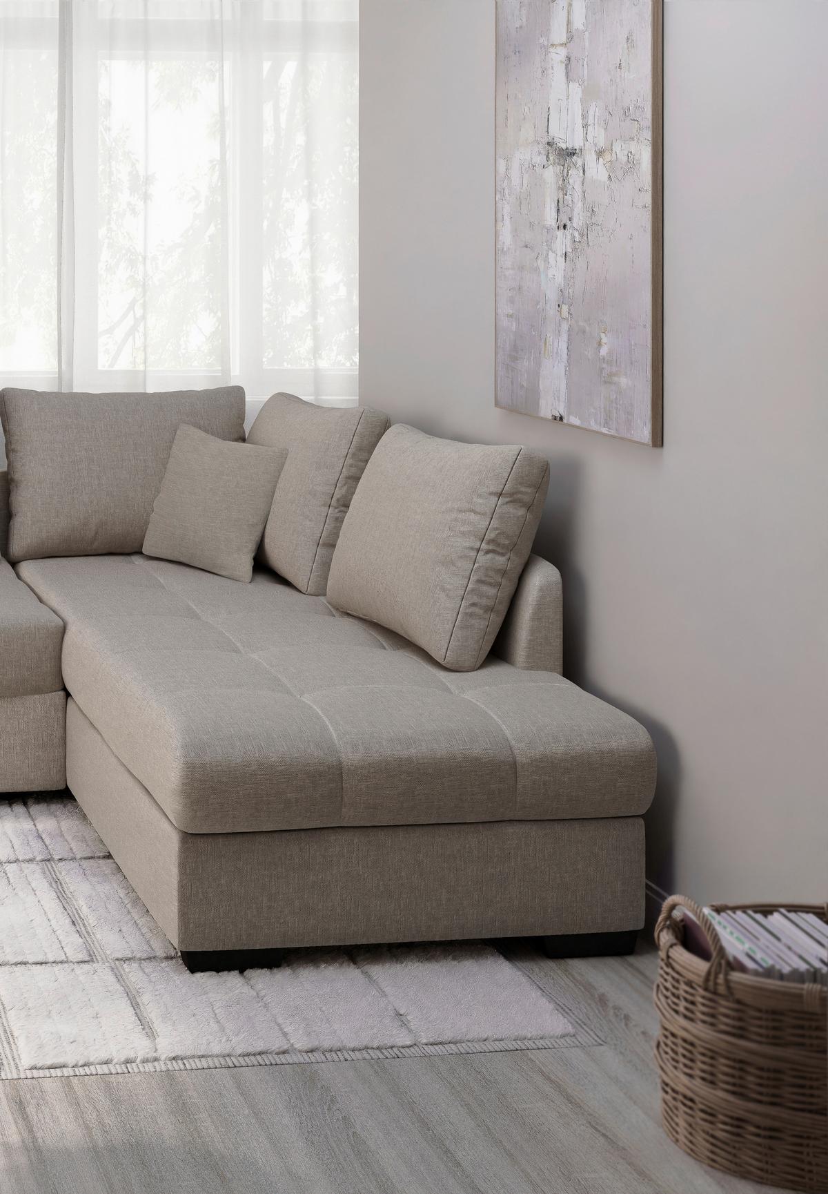 Eckschlafsofa Alvito Taupe S: 298x202 Cm - Taupe/Schwarz, MODERN, Textil (298/202cm) - MID.YOU